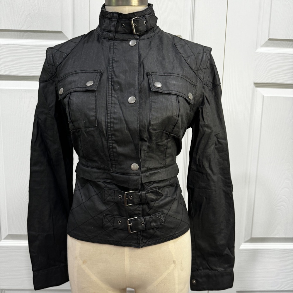 Victoria's Secret VS London Jean Charcoal Multiway Moto Jacket Vest Crop S Small